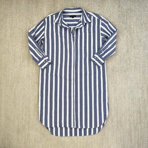 Banana Republic Factory Blue White Stripe Cotton Shirt Dress L